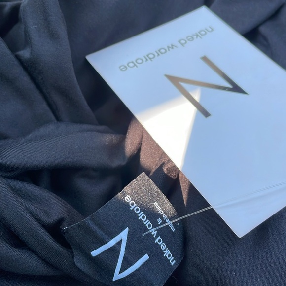 NWT N BY NAKED WARDROBE Bare Square Neck Bodysuit in Black - Picture 3 of 4